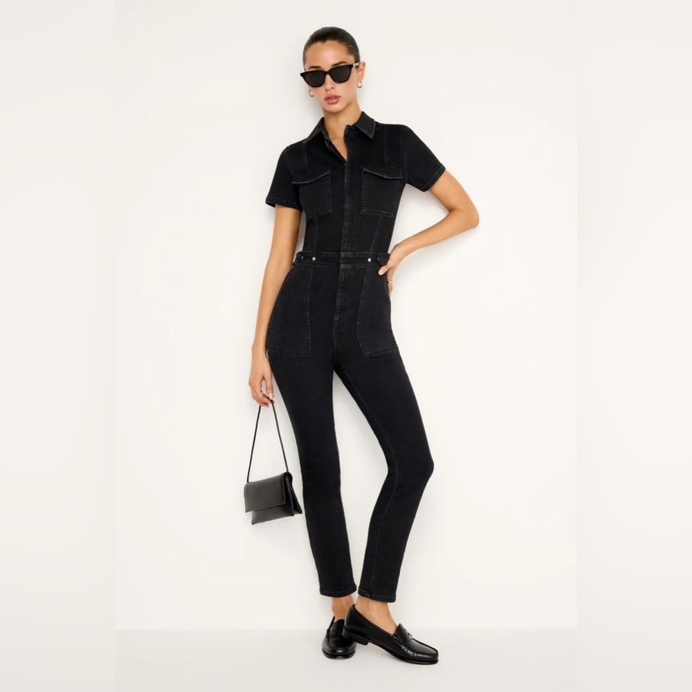 Good American Black Denim Jumpsuit